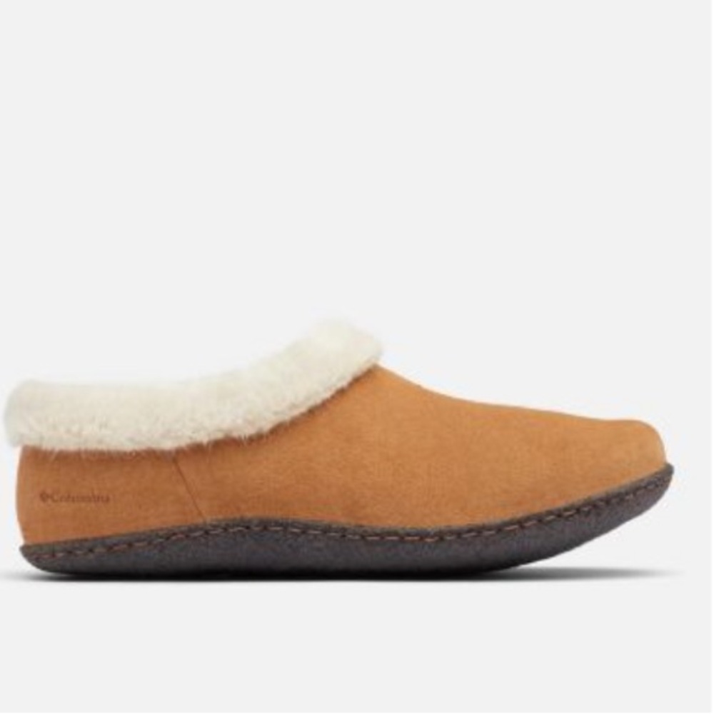 Columbia Women's FAIRHAVEN SLIPPER Tan and White Cozy Slippers W12